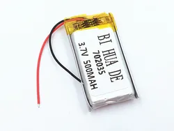 Rechargeable Polymer battery 500 mah 3.7 V 702035 smart home MP3 speakers Li-ion battery for dvr,GPS,mp3,mp4,power bank,speaker