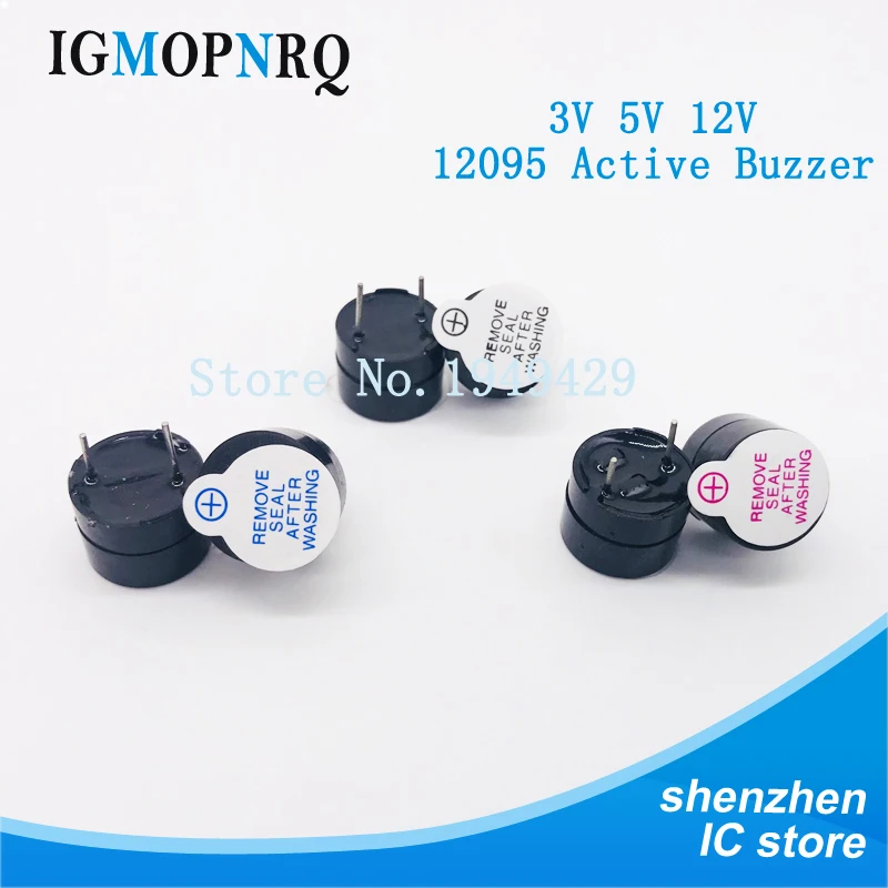 10pcs 12095 Magnetic Long Continous Beep Tone 12*9.5mm 3v 5v 12v Active Buzzer