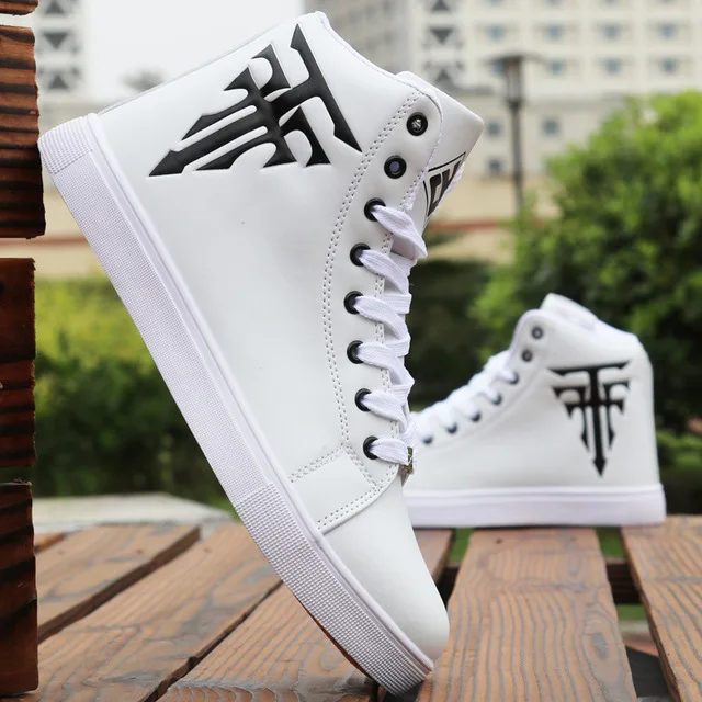 Fashion Men Skateboarding Shoes High Top Sneakers Breathable Sports Shoes White Shoes Street Shoes