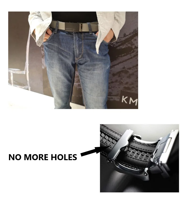 New Designer Popular Luxury Brand Cowhide Leather Belt Men Gray Automatic Buckle Business Casual Belts For Men 3.5 Width