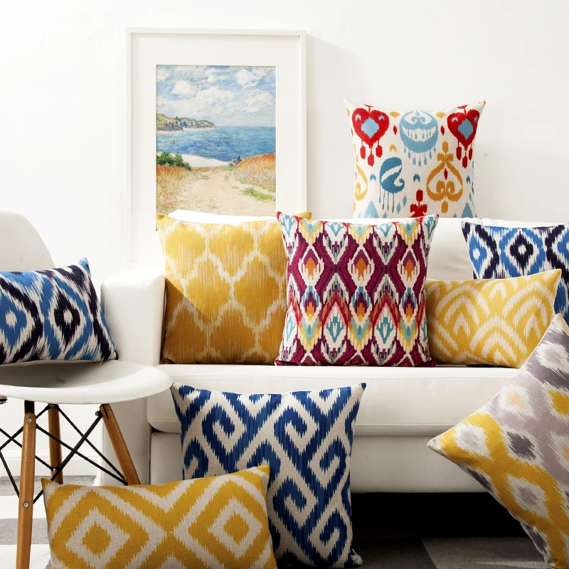 Nordic Yellow Decorative Grey Geometric Cushions Pillow Cover Home Decor Throw Pillowcase for Sofa 45x45cm