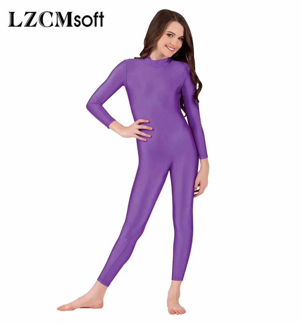 LZCMsoft-Unitards à manches longues pour enfants, combinaisons complètes pour tout-petits, vêtements de danse sur scène en spandex, danse de ballet pour filles