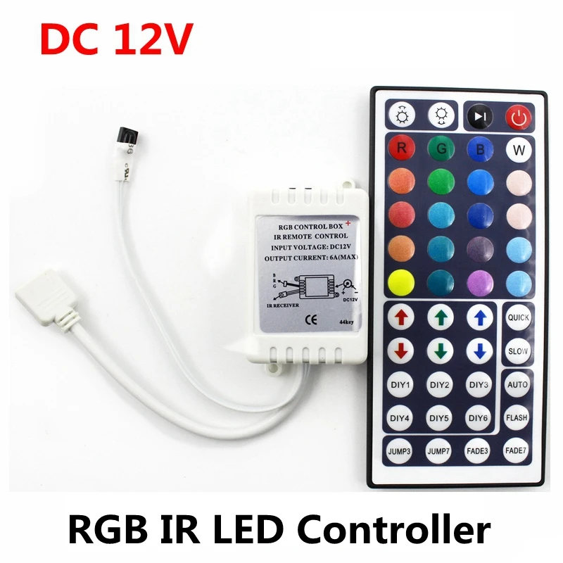 

DC12V 6A 72W IR RGB LED Controller 44 Keys LED Driver Remote Dimmer For LED Strip RGB SMD 2835 3528 5050 3014 5630