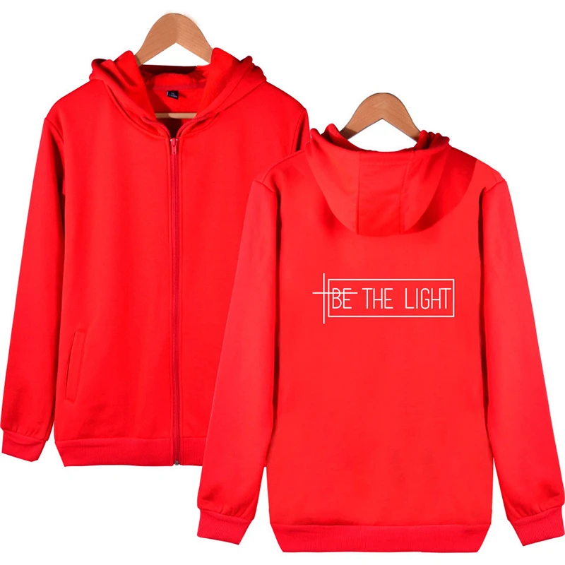 

New Fashion Be The Light Men Women Zipper Hoodies Jackets Casual Tracksuit Tops Long Sleeve Zip Up Sport Hooded Sweatshirts 4XL