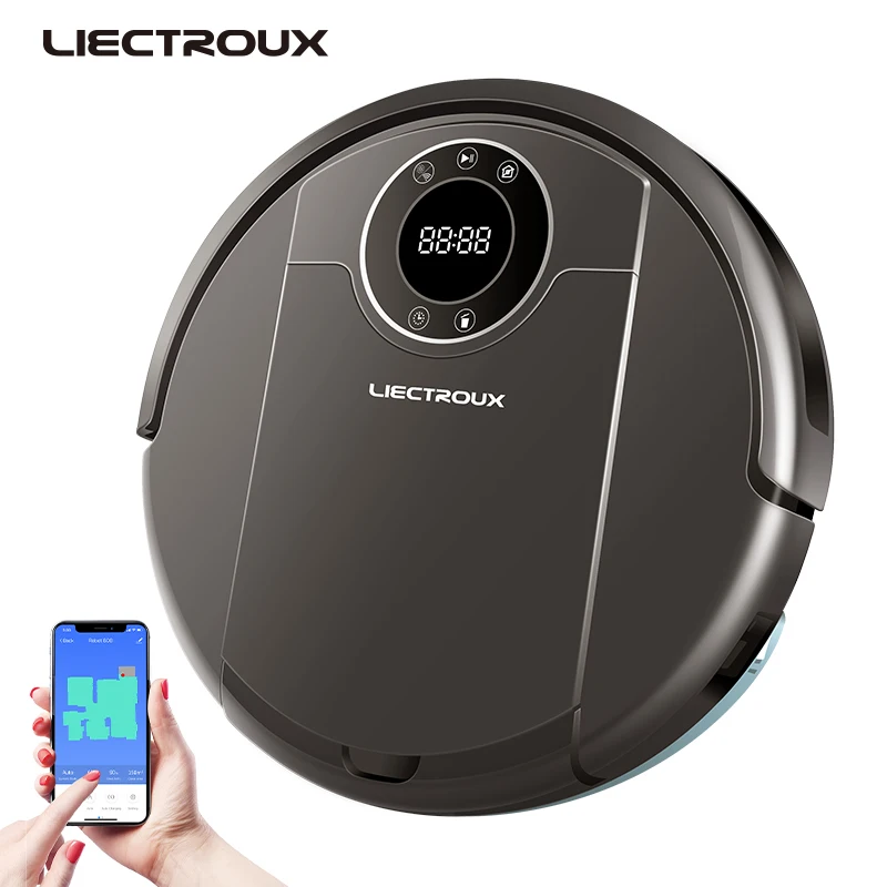 LIECTROUX Robot Vacuum Cleaner ZK808, WiFi App,3000pa Suction, Map Navigation, Smart Memory,UV Lamp,Wet Dry Mop,Brushless Motor