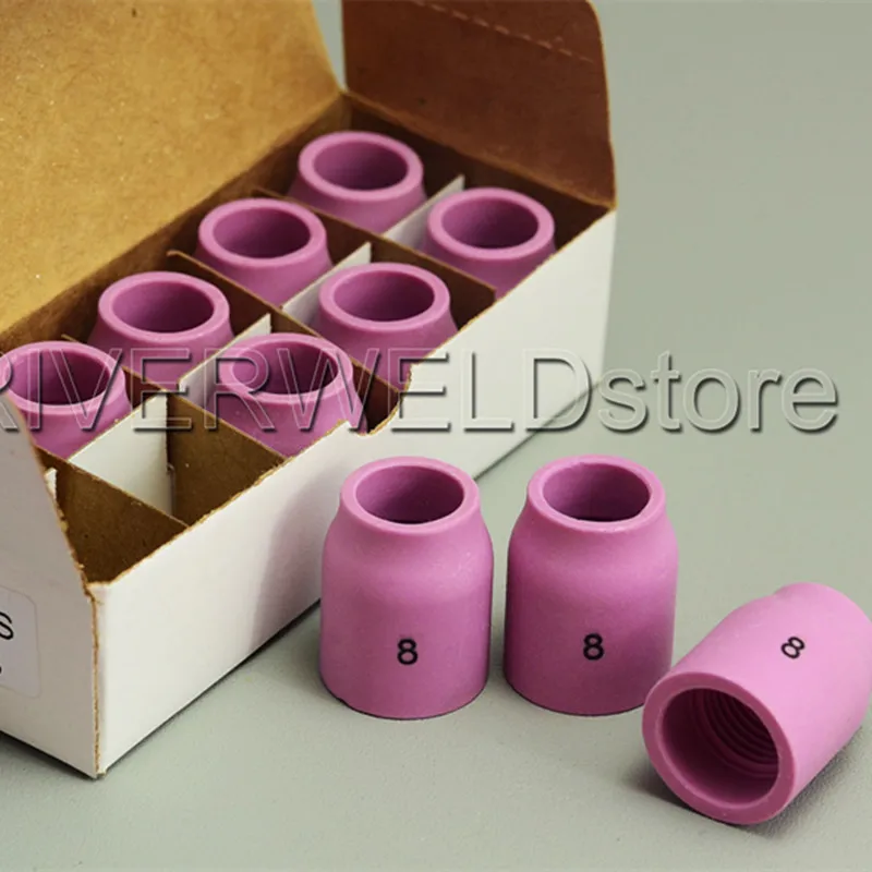 RIVERWELD TIG หัวฉีดอลูมินาเลนส์แก๊ส 53N61S 8 #   1/2 "12.5 มม. สําหรับ PTA DB SR WP 9 17 18 20 25 26 ไฟฉายเชื่อม TIG 10pk
