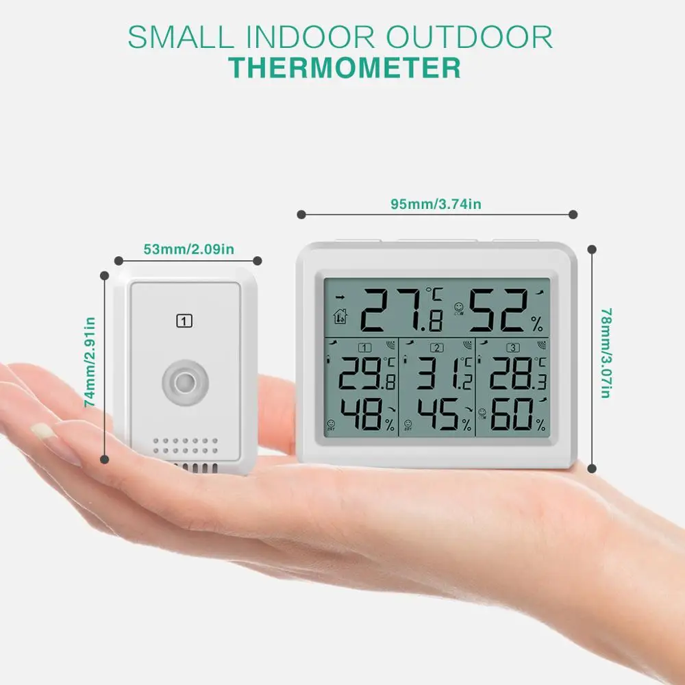 ORIA Hygrometer Thermometer Digital LCD Thermometer Indoor Outdoor Wireless Sensor Temperature Humidity Monitor Remote Control