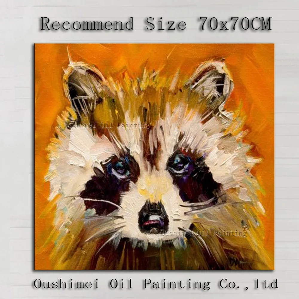 

Free Shipping High Quality Abstract Modern Knife Painting Raccoon Oil Painting For Wall Decoration Handmade Animal Oil Paintings