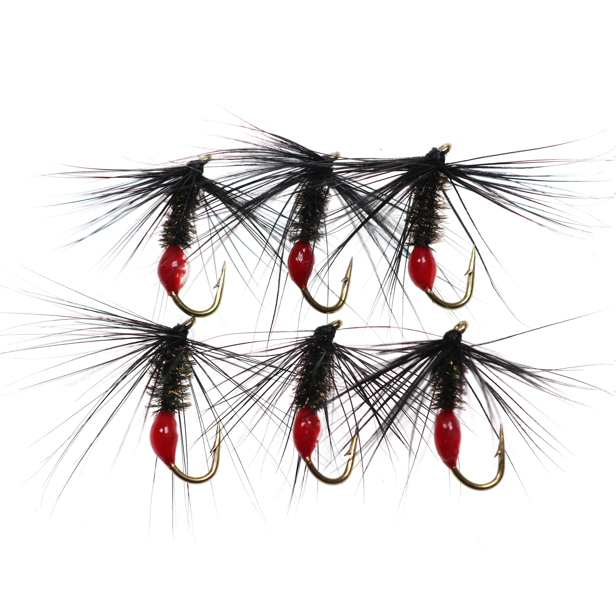 Wifreo 6pcs #12 Soft Hackle Red Butt pesca a mosca ninfa esca artificiale bagnata esca per pesca trota formica