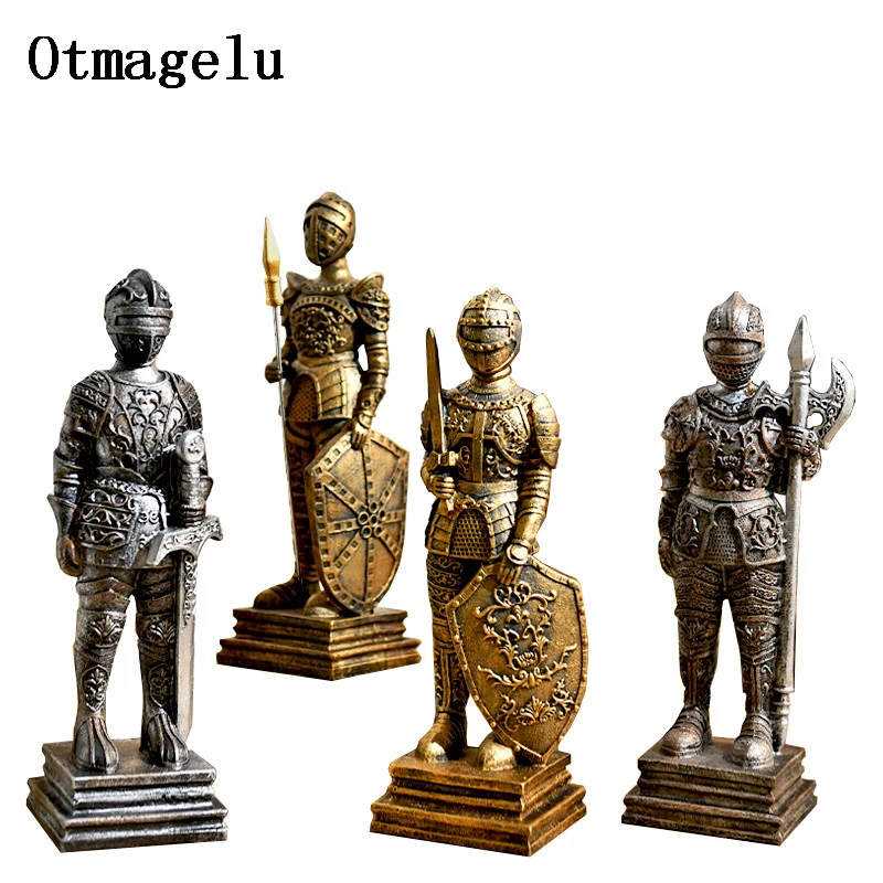 

Artificial European Vintage Roman Soldier Figurines Miniatures Living Room Warrior Home Decor Resin Ornament Valentines Day Gift