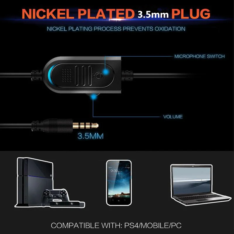 Für PS4 Gaming Headset Gamer Wired Kopfhörer mit Mikrofon Musik Casque LED Stereo Cascos für Neue Xbox Einem Schalter Laptop telefon