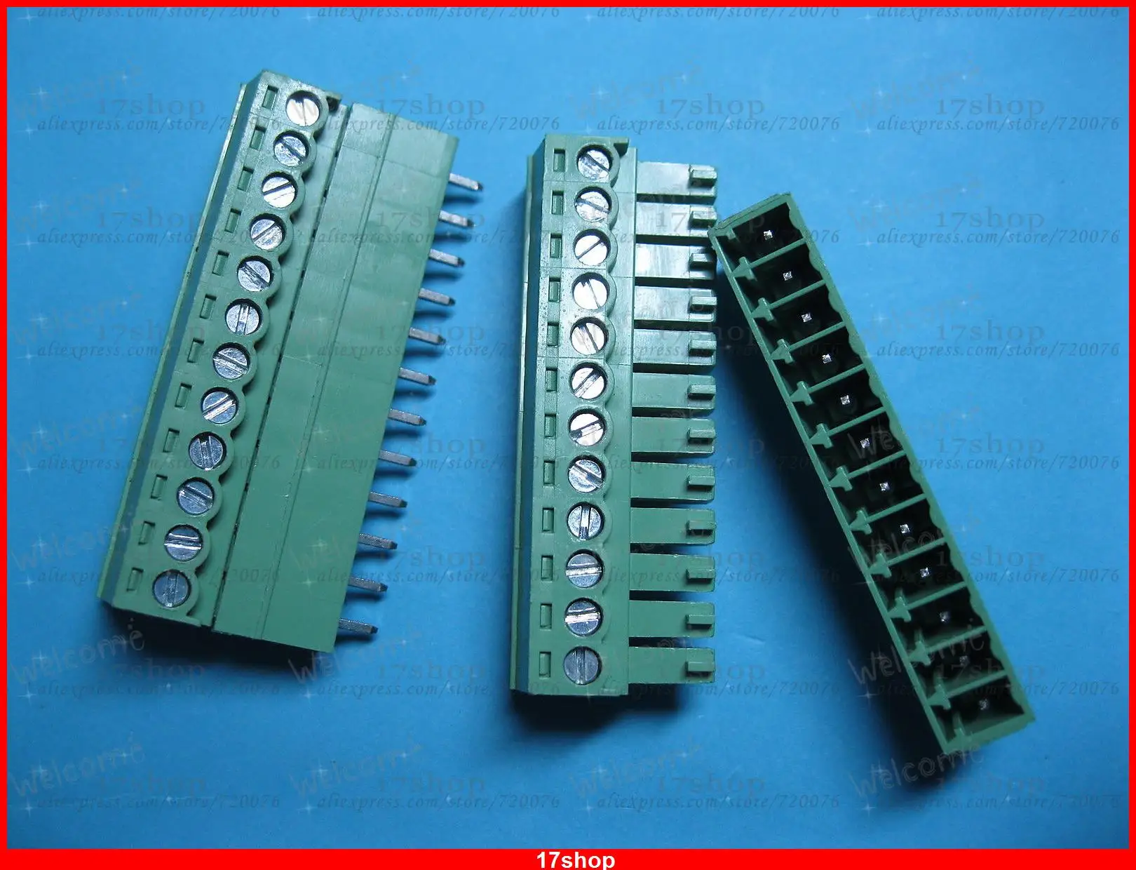 20 set 3.5mm 12 way/pin Screw Terminal Block Connector Green Pluggable Type