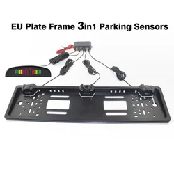 Car Parking Sensor Parktronics EU European License Plate Frame Reversing Radar With 3 Sensors