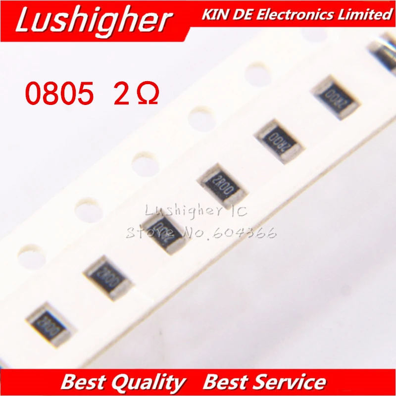 100PCS 0805 SMD Resistor 5% 2ohm 2R0 2R00 2R