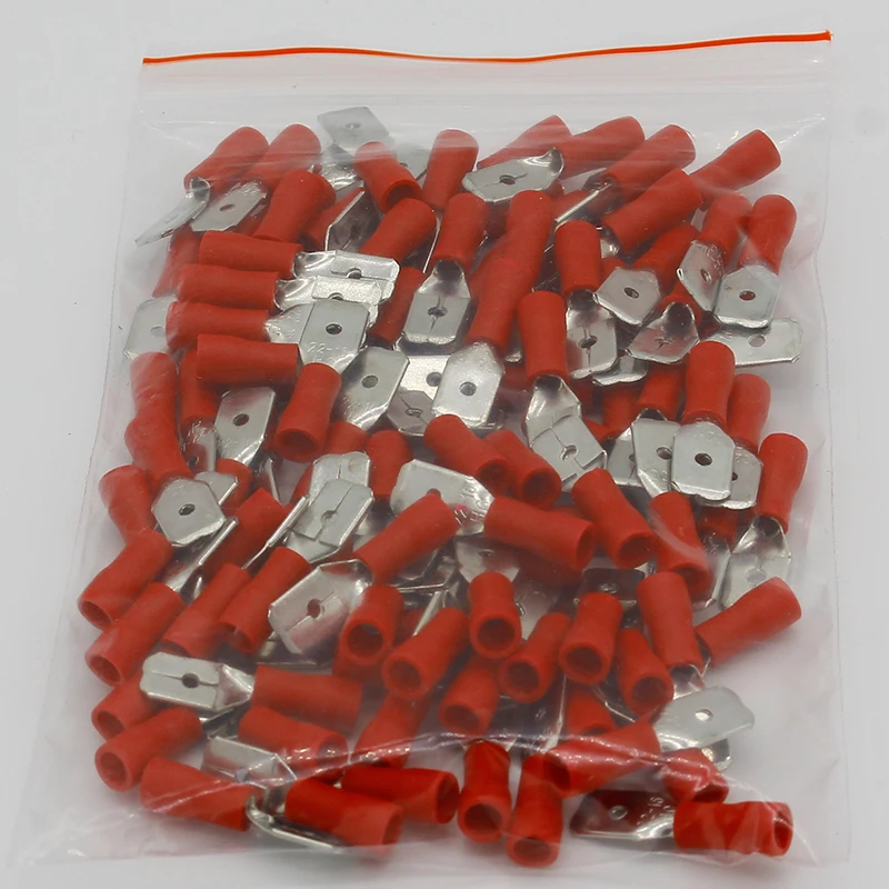 MDD1.25-250 male Insulated Spade Quick Connector Terminals Crimp Terminal AWG MDD1-250 100PCS/Pack MDD