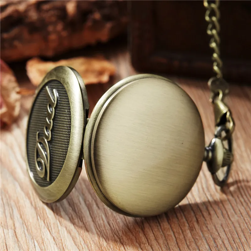 Vintage Bronze dad pocket watch Waist Chain THE GREATEST Dad FOB  Quartz Mens Watches Father's Day Gifts Relogio De Bolso