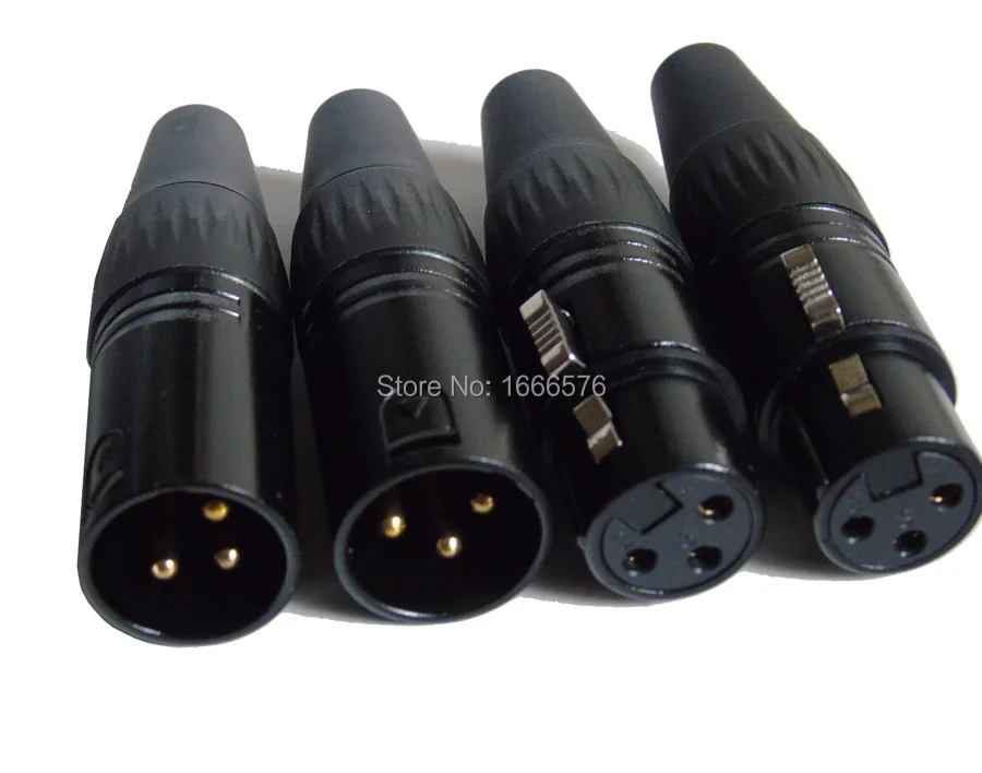 KL Similar Golden Pins XLR Connector, 3 pins Golden Plated 10pcs Male & 10pcs Female XLR Connector