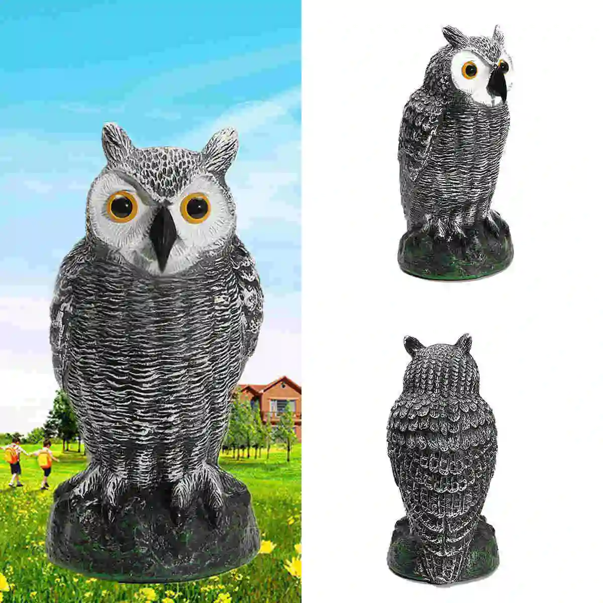 

Fake Standing Owl Hunting Decoy Ornamental Repeller Garden Weed Pest Crow Scarer Garden decoration