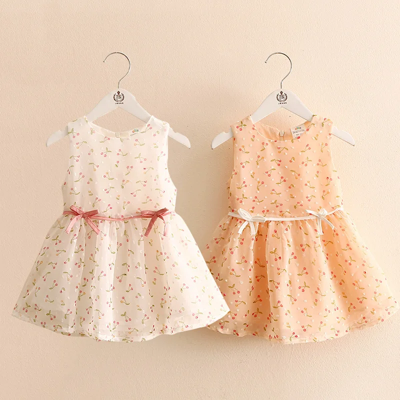 2024 New Summer Cute 2 3 4 5 6 7 8 9 10 Birthday Party Wedding Print Bow A-Line O-Neck Sleeveless Baby Kids Girls Mini Dress