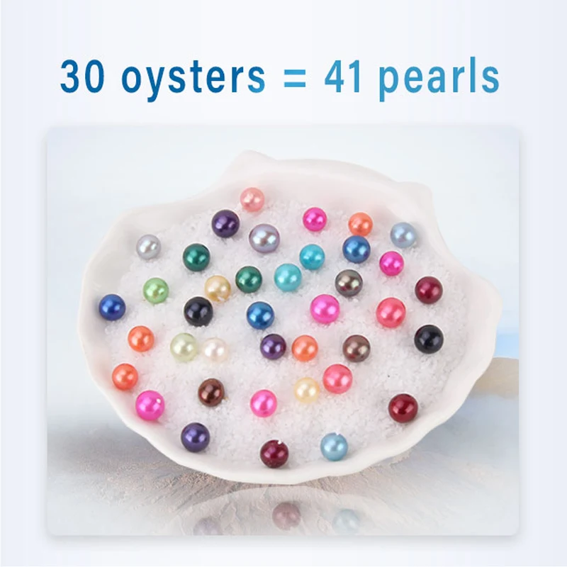 CLUCI 30pcs 6-8mm Mix 20 Colors Round Akoya Pearl in Oyster Saltwater Pearl Beads Jewelry  Akoya Oysters with Pearls WP152SB