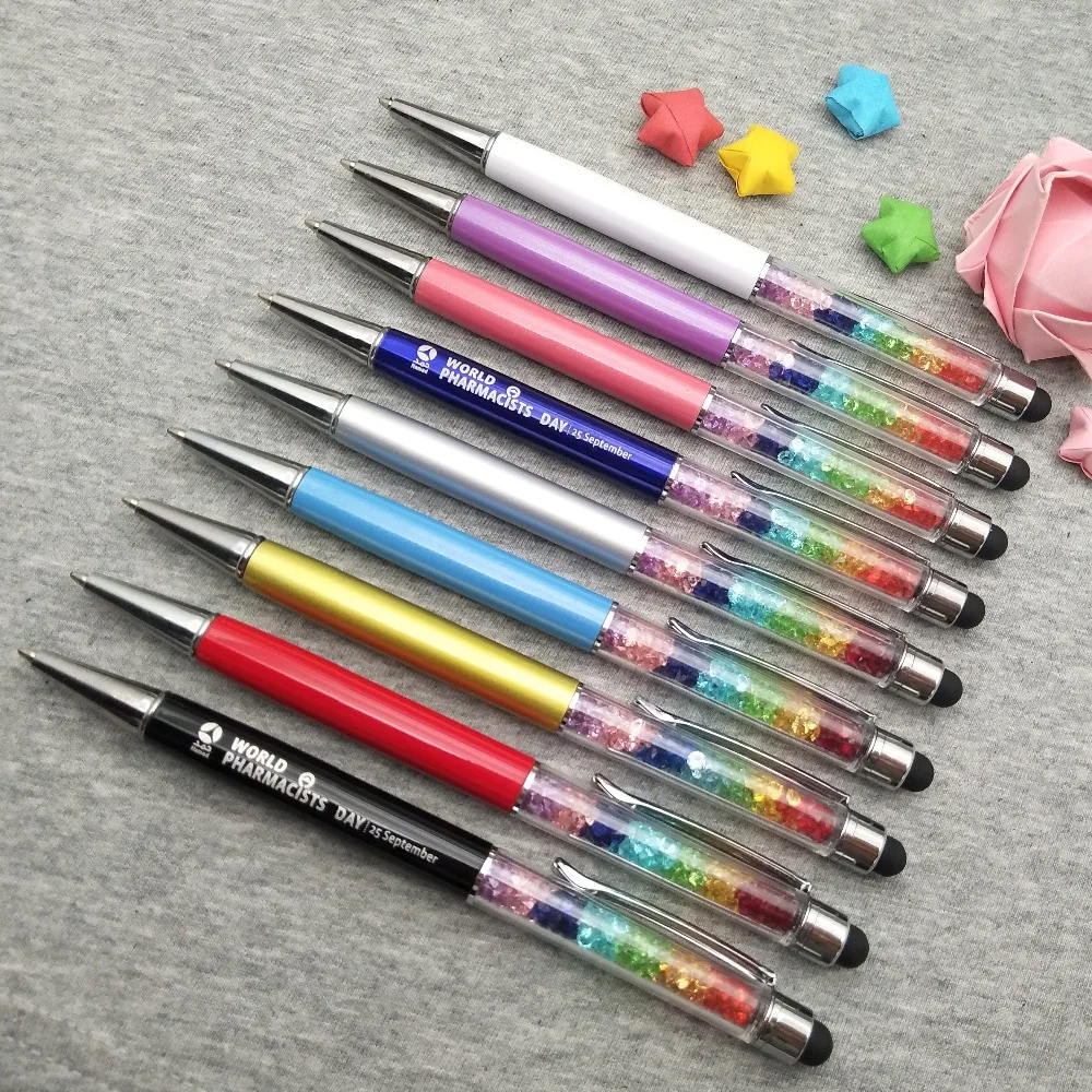 Free logo 10th Anniversary Personalized wedding souvenirs for guests rainbow touch pens custom free with any logo/text/email