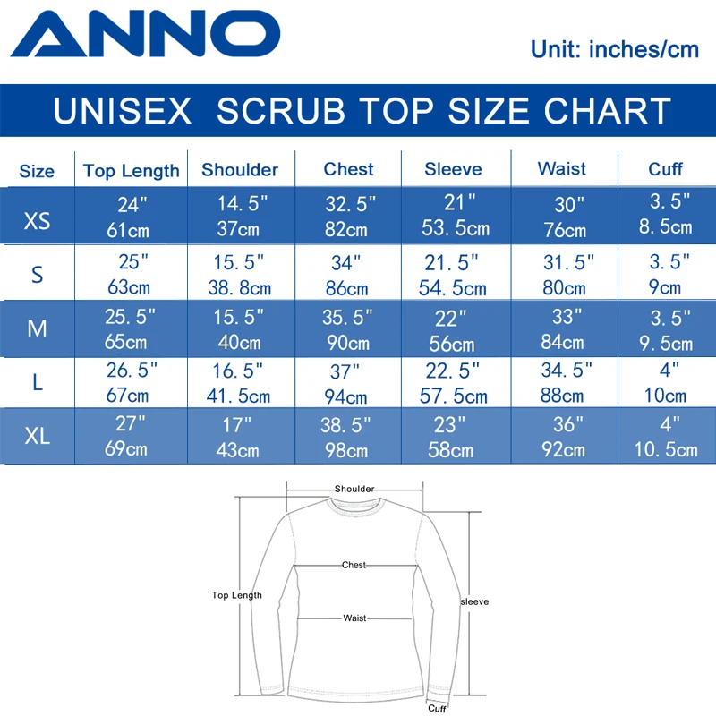 Anno manter quente sob a camisa mangas compridas algodão hospital esfrega acessórios equipamentos unissex corpo o pescoço dentro de panos de fundo