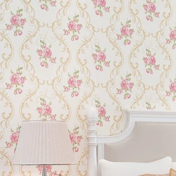 Warm Pastoral Non-woven Wallpaper 3D European Flower Bedroom Living Room TV Background Wall Paper Thickening