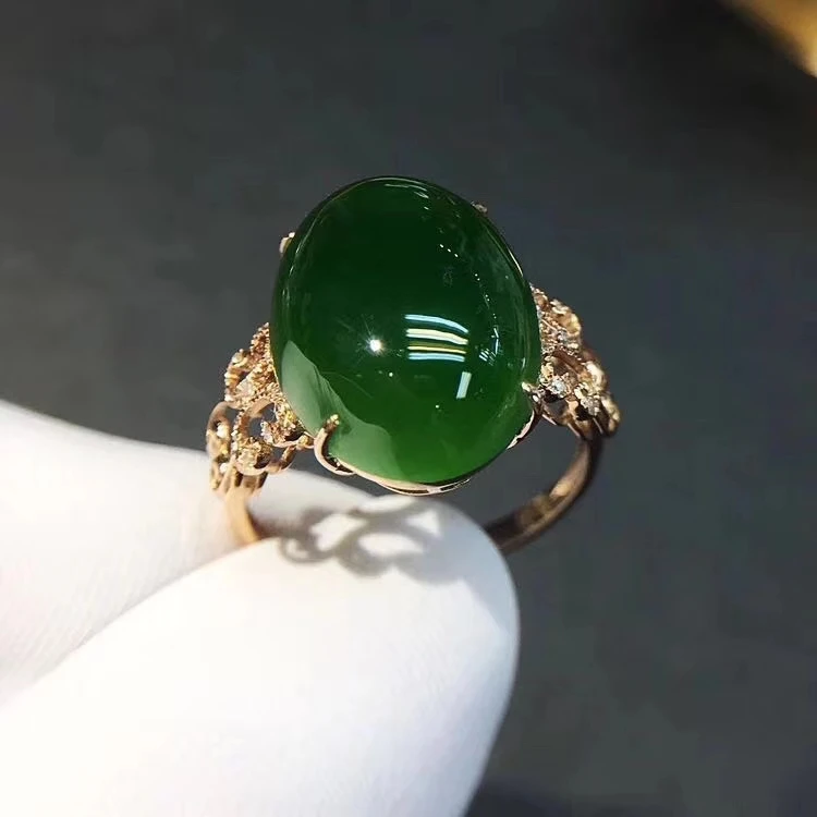 

Spinach green jade ring for women silver jewelry real 925 silver golden plated gem good color girl birthday gift FEDEX ship