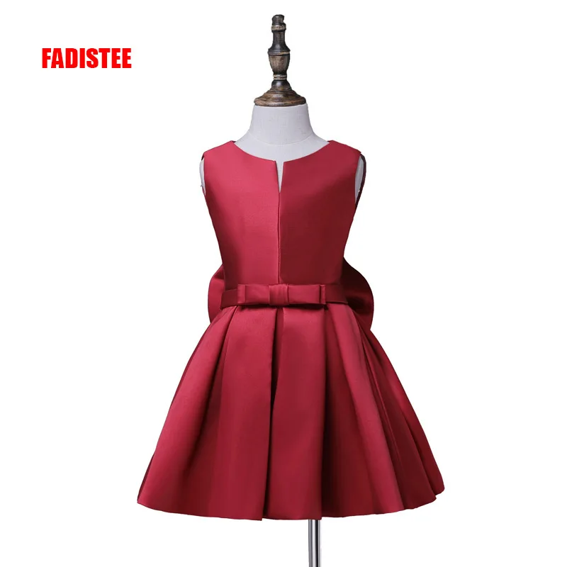 FADISTEE Hot sale Flower Girl Communion Dress A-line satin dresses cute bow A-line girl dress