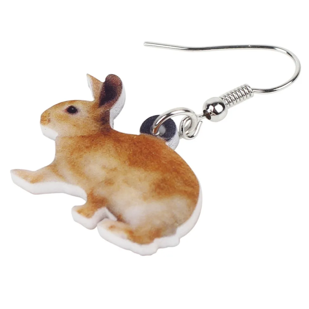 Bonsny Acrylic Easter Hare Rabbit Earrings Drop Dangle Big Long Cartoon Wild Animal Jewelry For Women Girls Teens Accessory Bulk