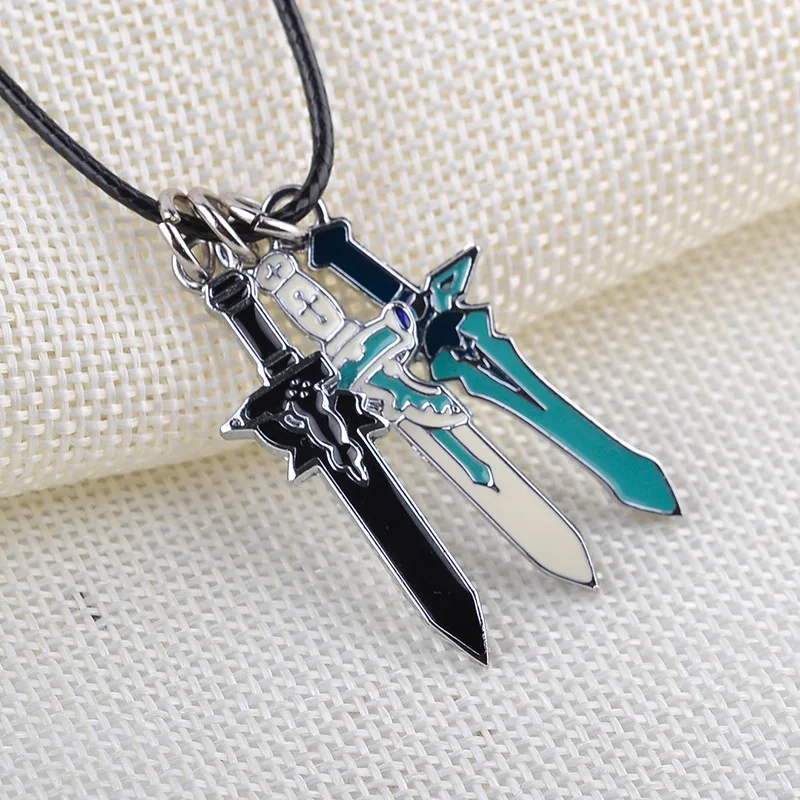 Wholesale 12pcs/lot Cosplay Costume Sao Sword Art Online Kirito DARK REPULSER Asuna Pendant Necklace