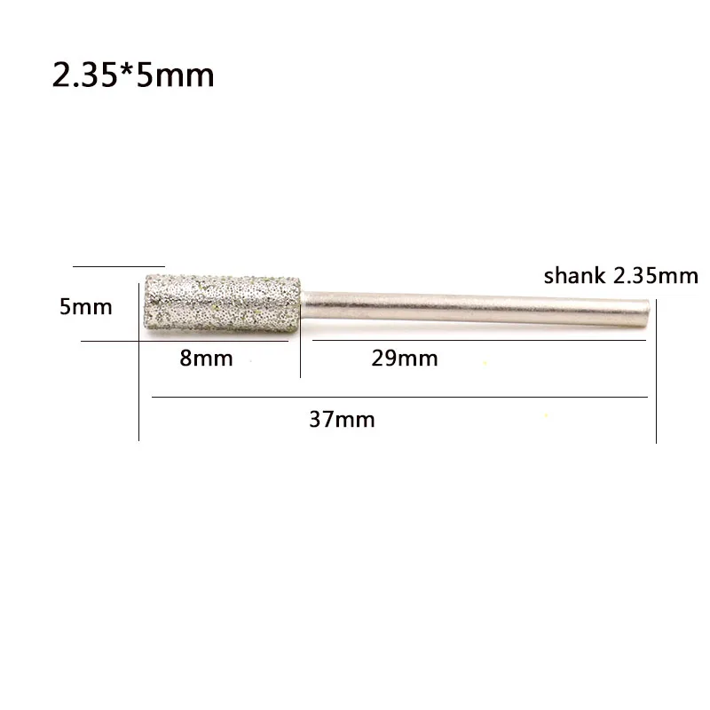 Brocas de diamante de esmerilhamento, 10 peças 2.35/3mm, agulha de ponto de gravura, brocas de pedra de jade de vidro, ferramentas rotativas, uma agulha