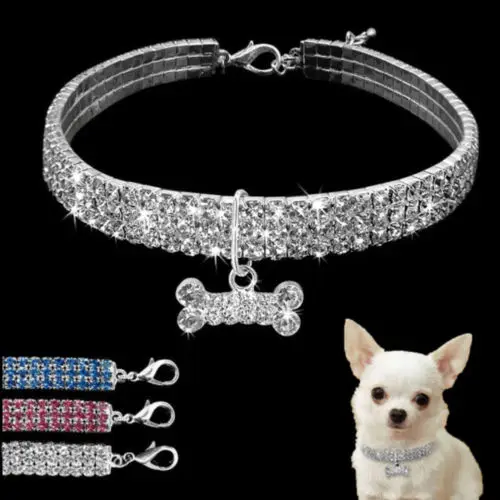 Rhinestone Dog Collar and Leash Soft Bow for Doggie Puppy Chihuahua Small Medium Pet Cat Dog Bling Accessories S M L Pink