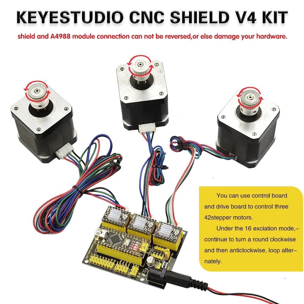 NEW! Keyestudio CNC shield v4 +3pcs A4988 driver+ Nano CH340  for Arduino CNC