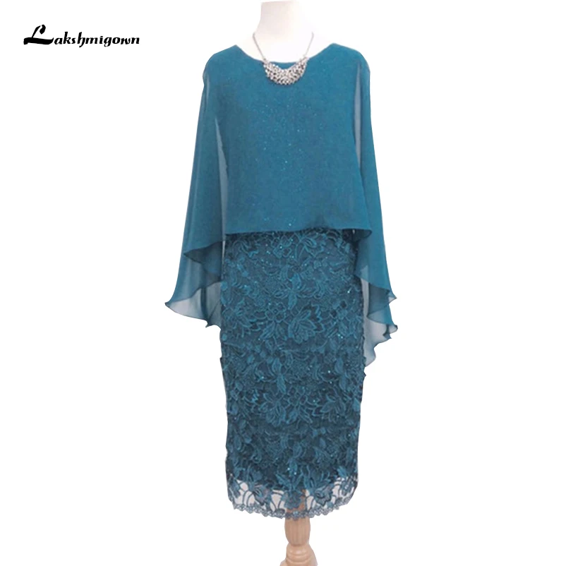 

Mother of the Bride Dresses Plus Size Lace Knee Length With Sequins Plus Size Wedding vestido de madrinha Custom Made