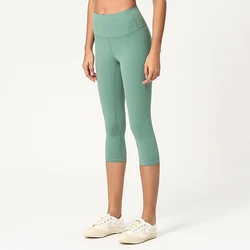 Pantaloni da Yoga a vita alta 3/4 lunghezza calzamaglia da allenamento ritagliata a prova di Squat donna sport Fitness palestra Flex Leggings Capri