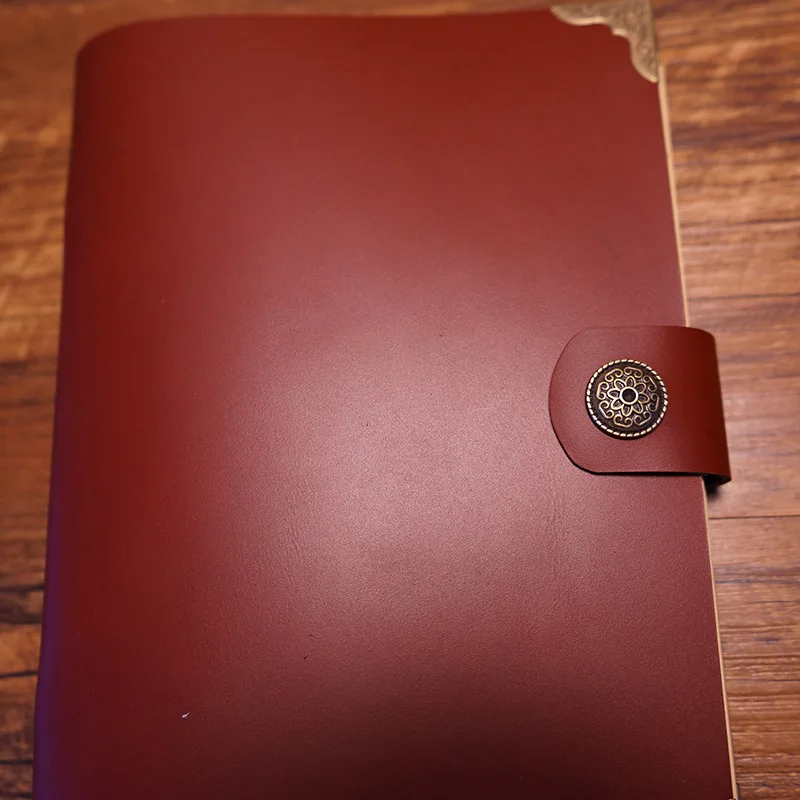 New B6 handmade travel journal genuine leather cover lock filler planner kraft paper vintage red color school supplies notebook