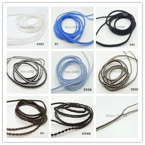 7N single crystal copper silver wire diy earphone wire 8 share waved Length:1.3meter (without plug