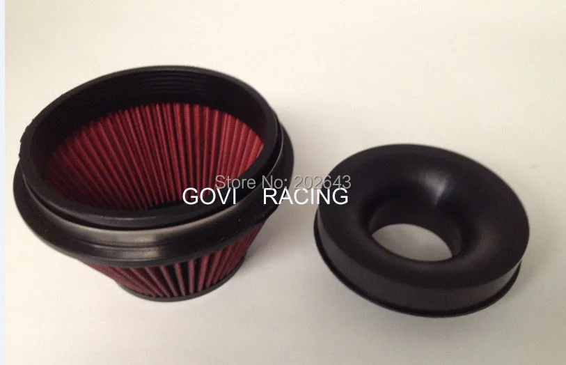 268802 red air filter & velocity stack 3\'\'/3.5\'\'/4\'\'152mm width performande universal for car intake pipe silicone hose parking