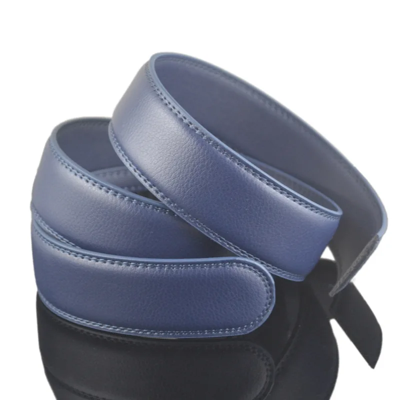 3.5cm Width Genuine Leather Man\'s Belt Strap Fashionable Designer Leather Belt Men Blue Belt No With Buckle CE3196