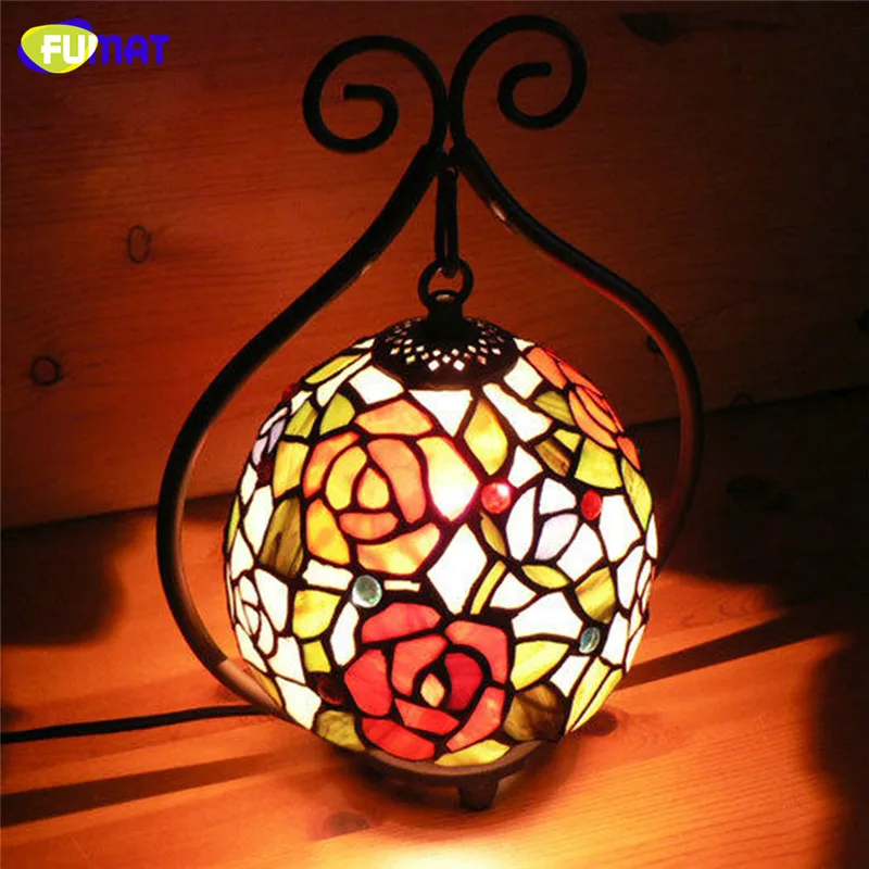 FUMAT led table lights Vintage led table lamp rose flower Christmas decor bedroom beside led lights for living room 110-240V