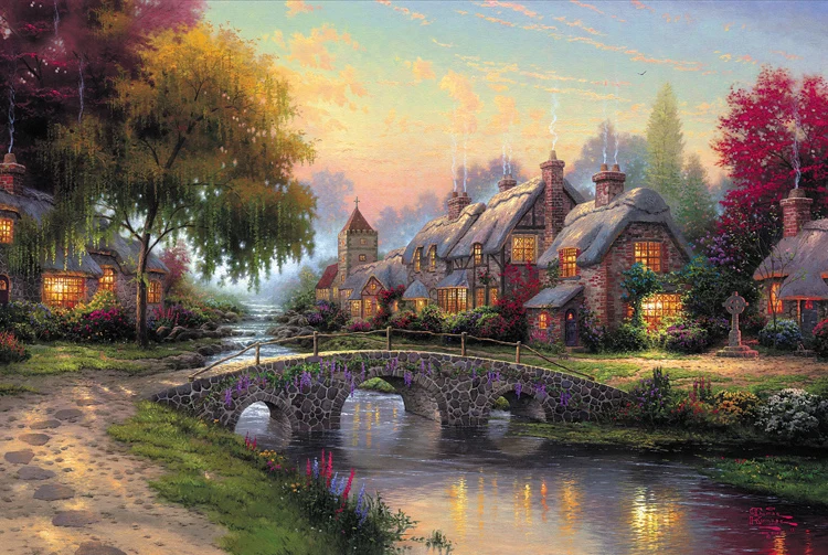 

Bridge Needlework,Cross stitch,Summer Scenic Embroidery 16ct 18ct 14CT white canvas kits Art Cross-Stitching,DIY Handmade Decor