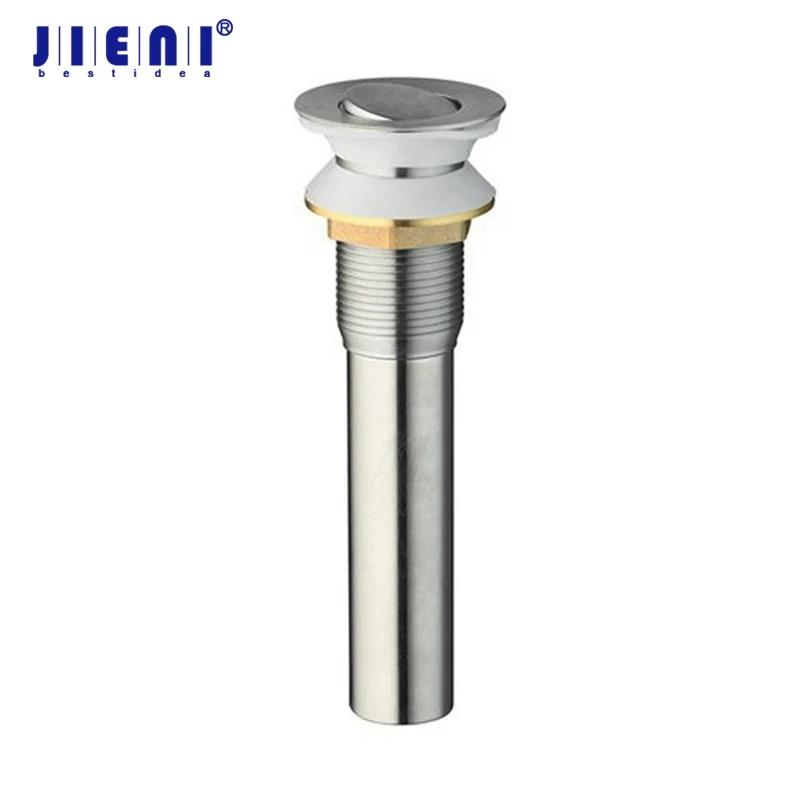 JIENI Waste Drain Brushed Nickel Sink Drain + No Overflow Bathroom Basin Bathroom Bath Lavatory Vessel Faucet Drain