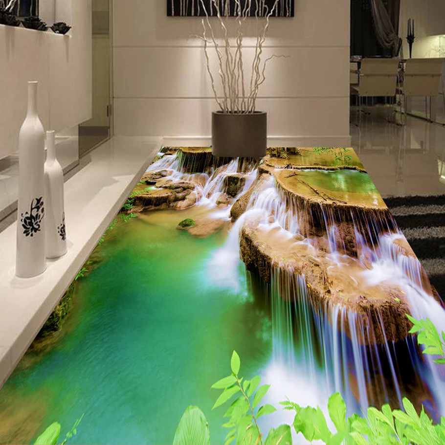 

beibehang Custom 3D Flooring Murals Self-adhesive Wallpaper Waterfall 3D PVC Floor Sticker Printing Waterproof Wallpaper Mural