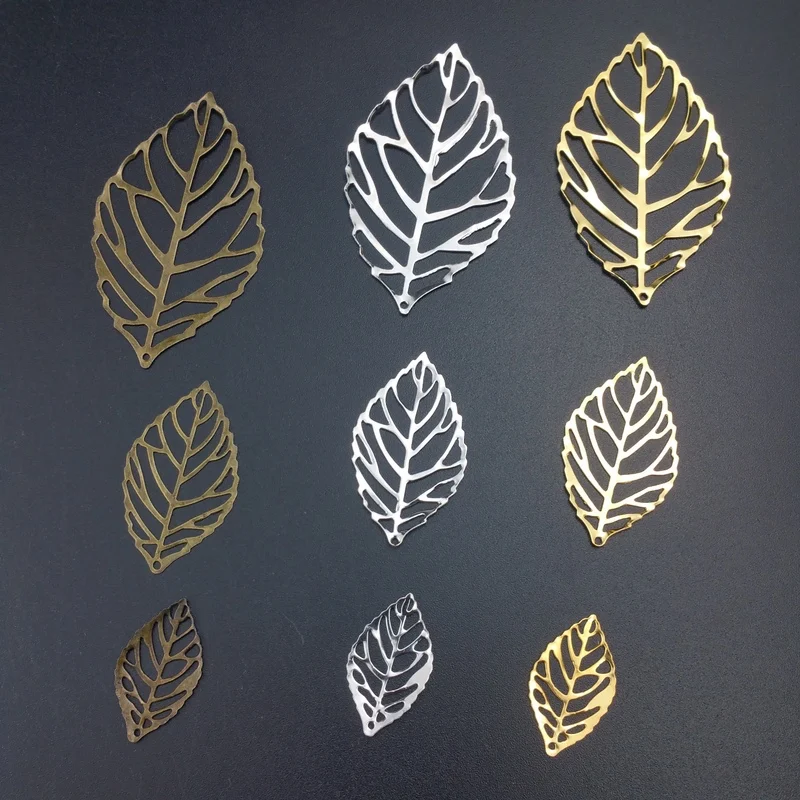 50pieces/lot  metal Filigree Leaf headwear accessories Jewelry DIY Components