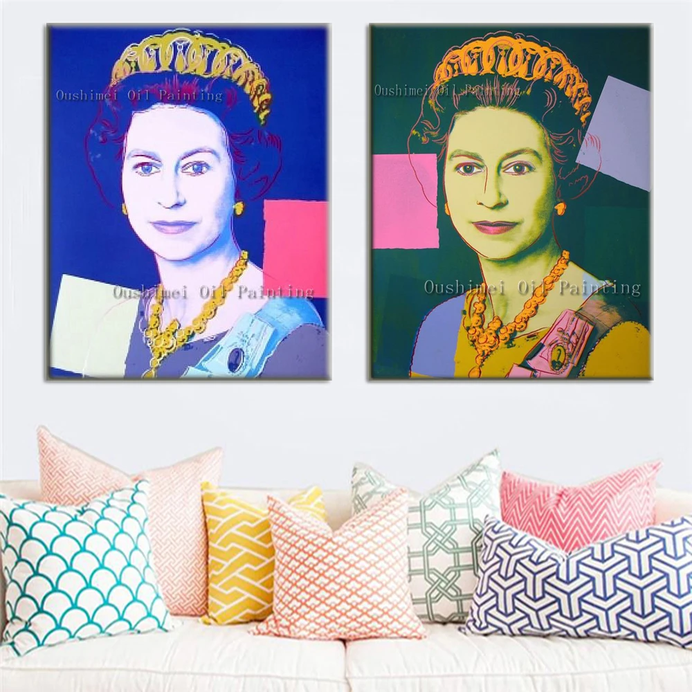 Hand Painted Queen of England Painting Elizabeth Portrait Oil Painting Wall Art for Living Room Decor Modern Abstract Paintings