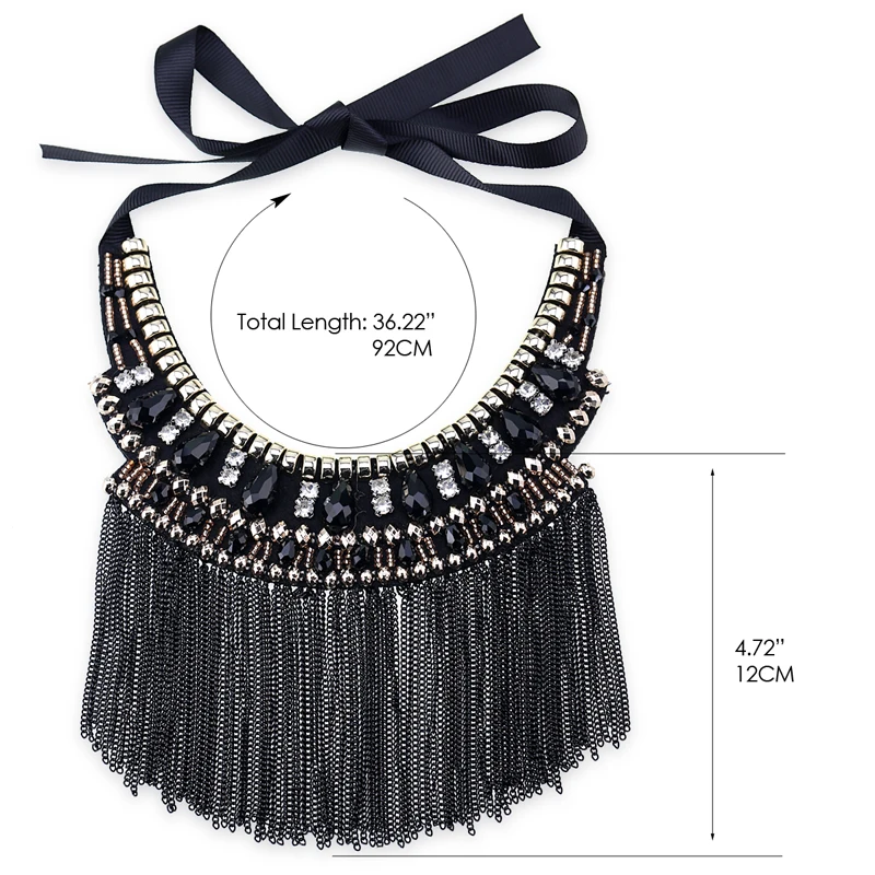 Fashion Crystal Statement Nceklace Women Wedding Party Jewelry Tassels Chokers Necklace Pendant Charm Bijoux Maxi NK-01637