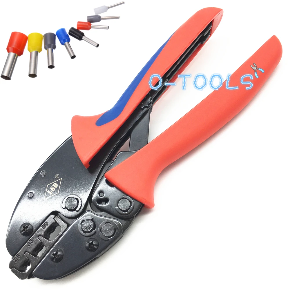 Ratchet Crimping Tool untuk Ferrules Kabel 25-50mm2 Kawat Lengan 4-1AWG Bootlace Ferrule Crimping Plier S-2550EF