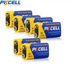 6 X PKCELL 9v-6f22 MN1604 Electronic thermometer Batteries Carbon Zinc Super Heavy Duty Batteries Pinpointer Metal Detector