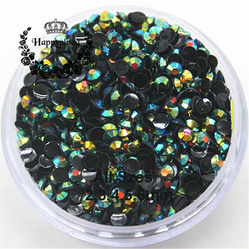 All Sizes 2,3,4,5,6mm Resin Rhinestone 14 Facets Flatback Black Jelly Olive Green AB Decoration for Phones Bags Shoes Nails DIY